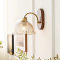 Nordic glass american brass lamp cup old corridor study wooden b&b japanese style retro bedroom bedside wall lamp
