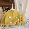 Girls' outfit set -  autumn/winter collection: stylish heart-hooded sweater (yellow top) & bow-tie leggings two-piece set