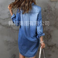 Amazon  fashion cross-border dress women's spring & fall  new single-breasted long-sleeved denim shirt
