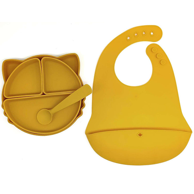 Factory supply food grade silicone bowl suction cup bowl baby learn to eat complementary food bowl saliva pocket anti-splashing silicone bowl