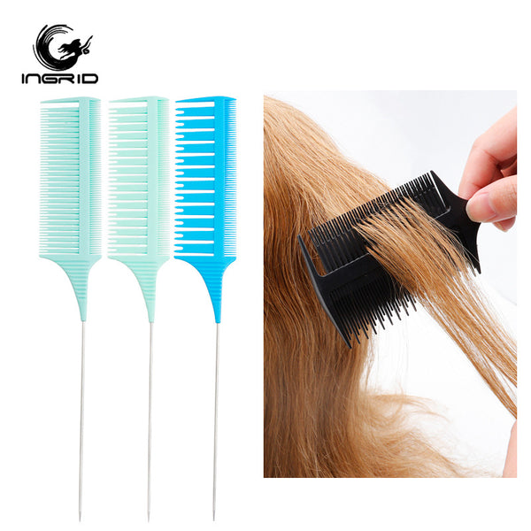 New plastic highlight comb set, hair dyeing partition, highlight and pick comb, hair tool, steel needle dense tooth tip tail comb.