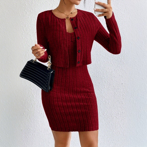 women's clothing French pure desire fashion suit autumn and winter new slim-fitting short coat dress two-piece set