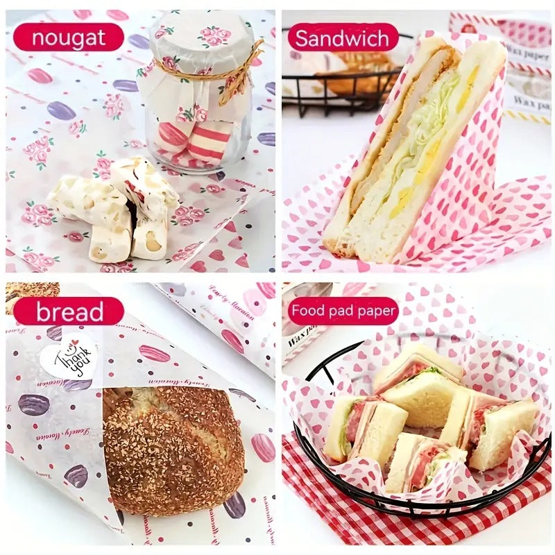Waxed paper snack mat paper printed food packaging paper oil-proof baking wax paper sandwich wrapping paper oil-absorbing paper wholesale