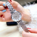 Amora stainless steel fashion watch for women, starry sky light pink dial with engraved markers, waterproof ladies' wristwatch