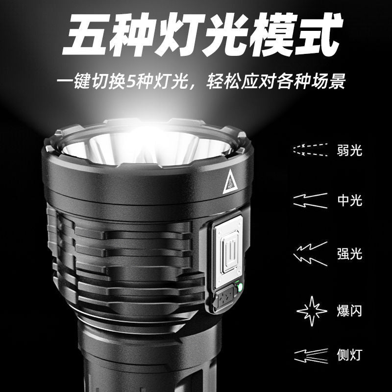 Cross-border outdoor multi-function led flashlight octa-core strong light flashlight usb charging super bright small xenon flashlight