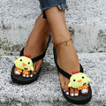 Plus size cute cartoon animal platform flip-flops - lightweight, casual, comfortable, perfect for shopping, travel, and beach days