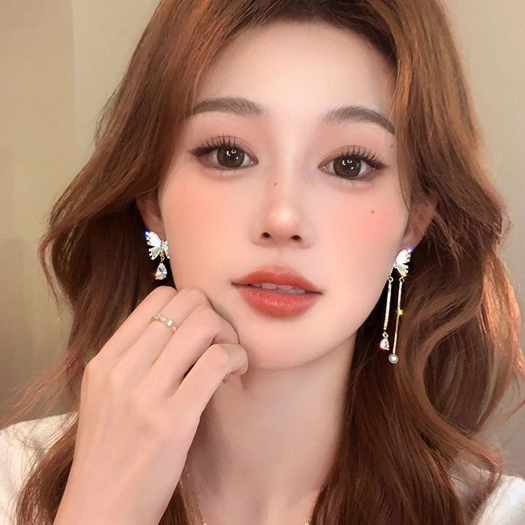 Sense of design butterfly tassel earrings for women classy sense of accessible luxury cool sense of earrings 2025new arrival asymmetrical earrings