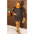 Aliexpress fashion rhinestone sparkly halloween party evening dress african women's plus size two-piece dress set
