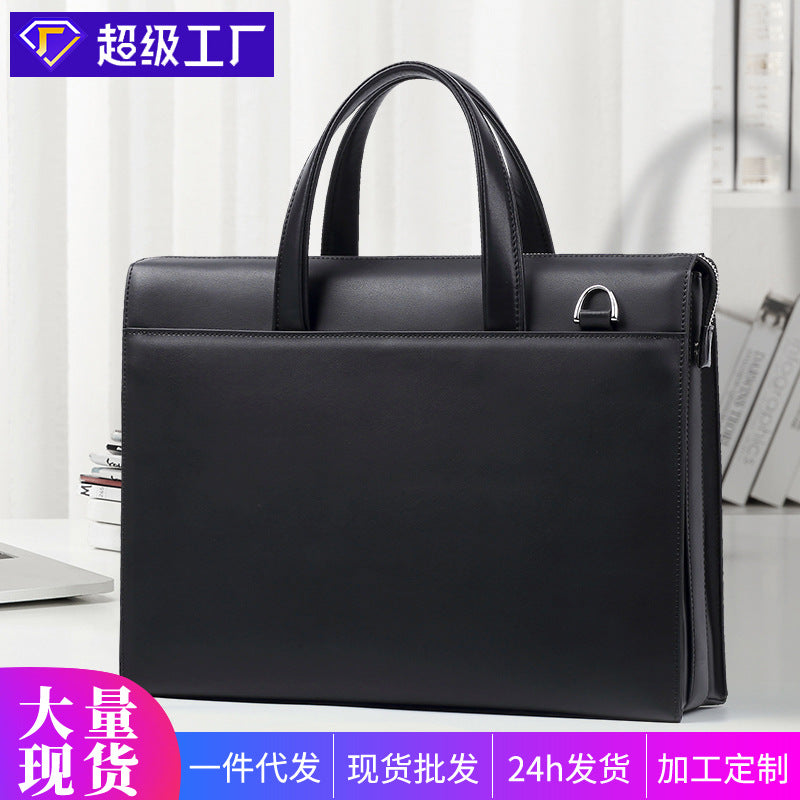 New handbag men's leather anti-theft combination lock men's computer briefcase multi-functional cowhide business men's bag
