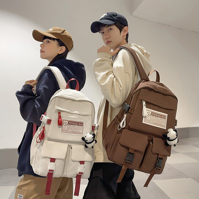 New travel backpack computer backpack casual solid color ultra-light junior high school students large-capacity schoolbag