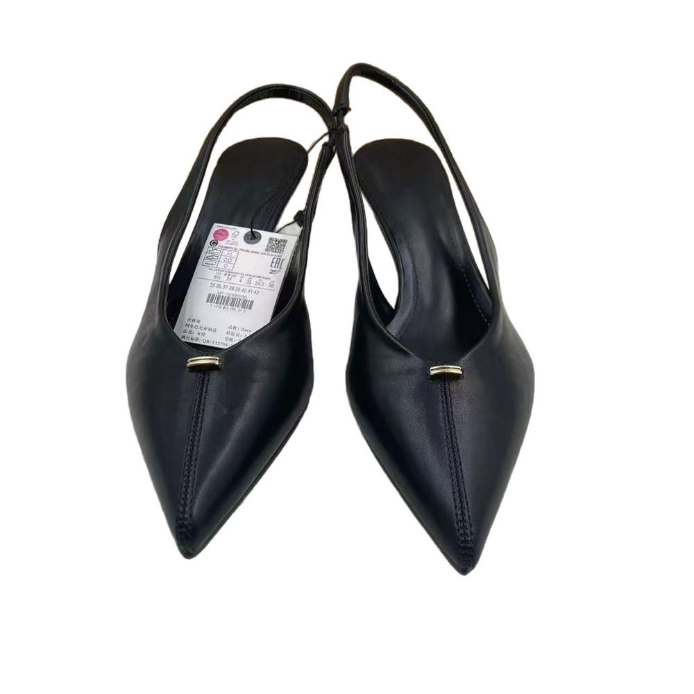 Za2025 spanish spring/summer off-white pointed-toe mules, stiletto heel closed-toe sandals, fairycore fashion