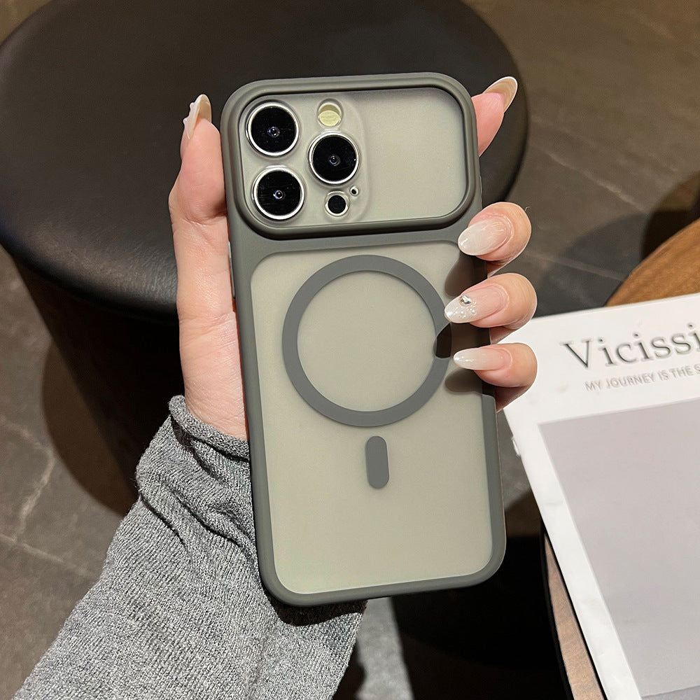 Fine hole skin-feeling magnetic phone case suitable for iphone17promax apple 16/13 frosted transparent protective case