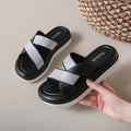 Trendy rhinestone sandals women's summer new thick sole height increasing flip flops beach high-end slippers