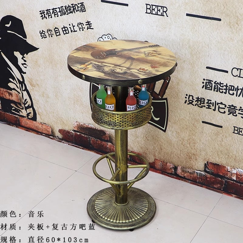 Bar clear bar ktv cafe high table and chair combination retro bar stool industrial style bistro loose table