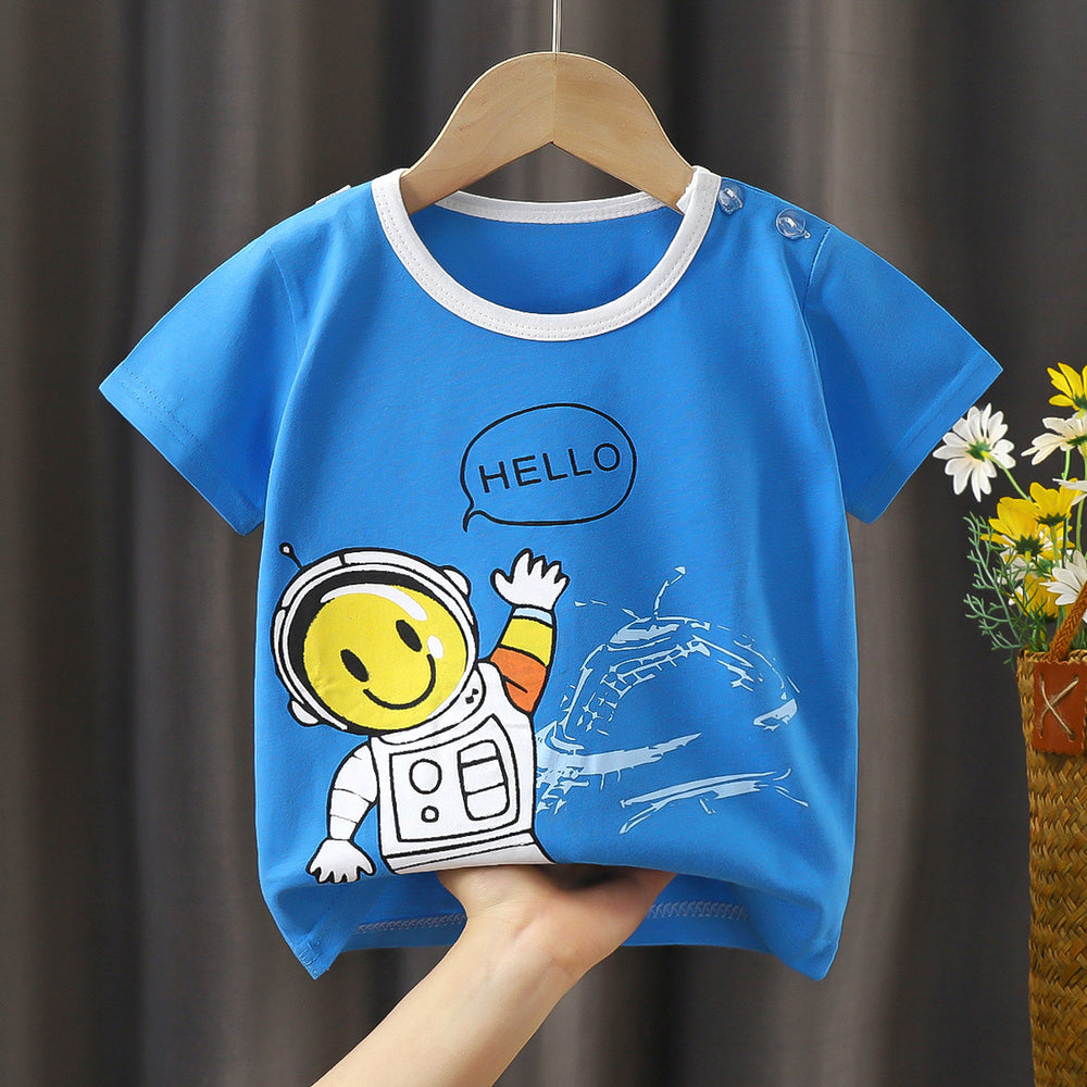 Kids' short-sleeve t-shirt, 100% cotton, baby undershirt, boys' and girls' summer top, 0-7 years old, dropshipping available
