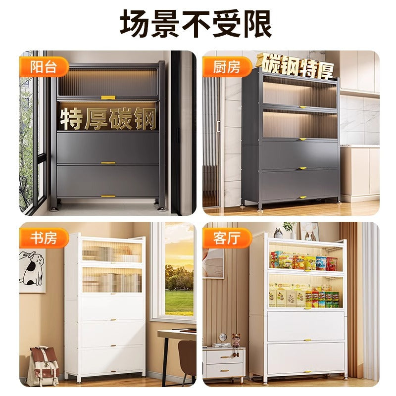 Kitchen storage rack with door, dust-proof storage cabinet, floor-standing multi-layer multi-functional cupboard, sideboard, cupboard, storage cabinet