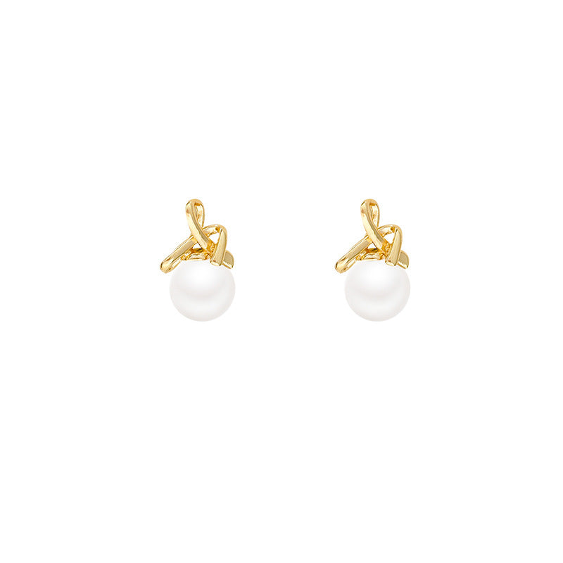 Cross bow pearl earrings for women niche styleclassy sense casualeasiest for matchelegant earrings work clothing earrings wholesale
