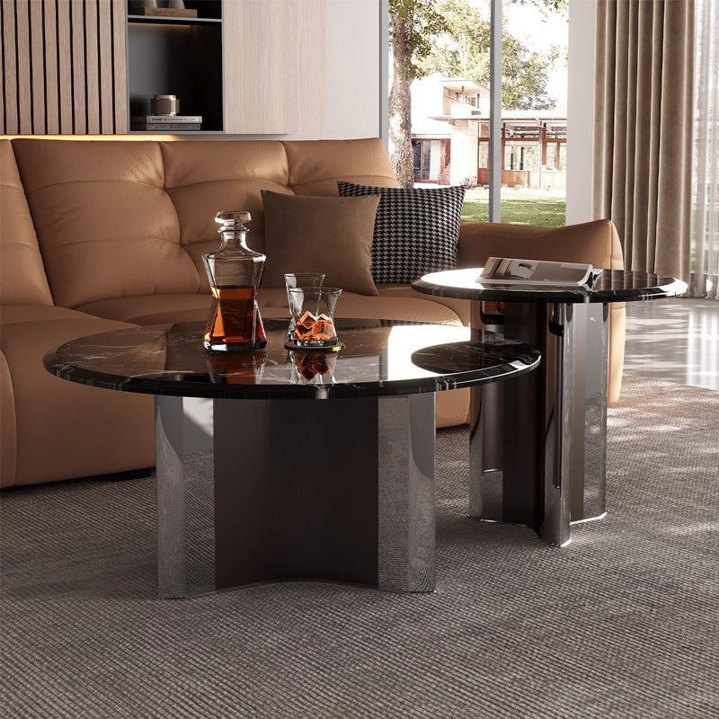 Ready-to-ship natural luxury stone coffee table - modern minimalist black rose design, available in various sizes. perfect for living rooms and home use