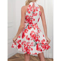 cross-border new women's elegant halter floral dress