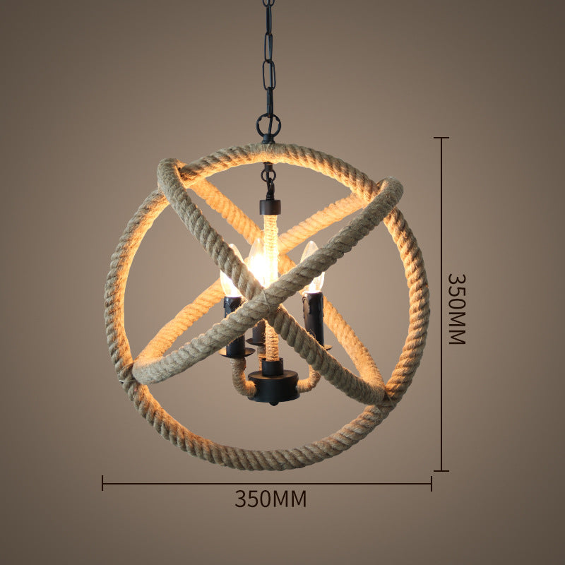 American retro hemp rope chandelier creative hotel lobby B & B restaurant lamp personalized industrial style hotel box lamp