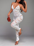 Exportfashion style fashionlacev neckhaltertie backsexysexy girl jumpsuit tight