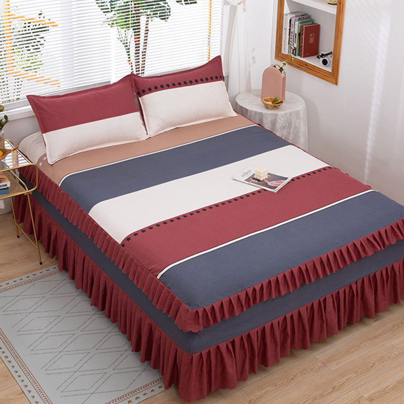 Bed skirt, bedspread, three-piece simmons protective cover, double bedspread, small lace bed cover, printing bed skirt 1.8 bed 2.0