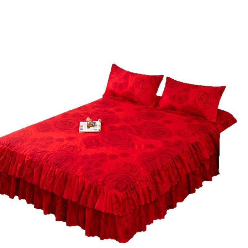 New arrival washed silk tencel ice silk embroider single bed skirt bedspread pure color machine washable 2m double bed sheets