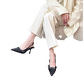 Naipai silver pointed toe sandals for women with open back 2025 spring and summer toe-cap shallow mouth thin heel high heels