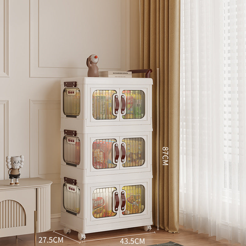 Xinle, light luxury cream wind cart storage cabinet, installation-free storage cabinet, double door multi-layer thickened storage box