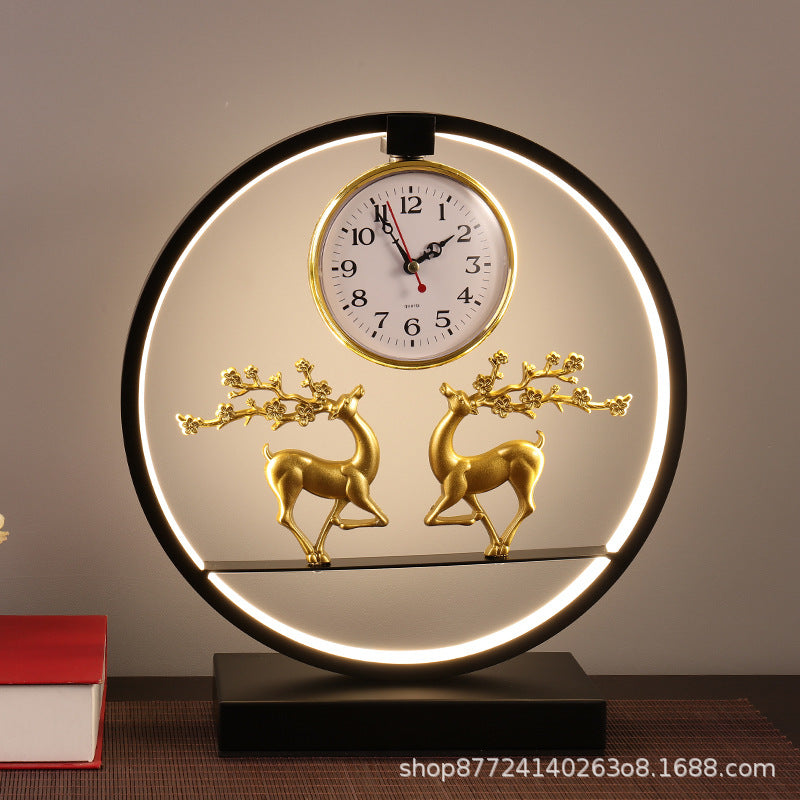 Creative stylish table lamp bedroom bedside lamp clock ornament remote control usb multi-function deer touch lamp