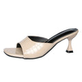spring/summer new women's shoes: stiletto heel, fashionable open-toe slippers, stone pattern, plus size available