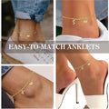 2025 new fashionable light luxury gold 26 letter alphabet gemstone heart anklet