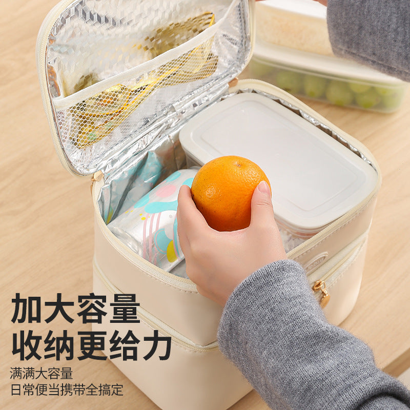 Beilian thickened aluminum foil lunch box bag, office worker portable double-layer portable lunch bag, thermal insulation handbag, student