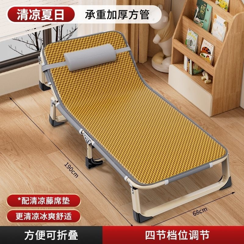 Foldable single bed sheet nap bed household simple lunch break accompanying bed portable adult camping bed office recliner