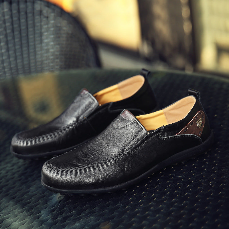 Cross-border new men's leather shoes simple and fashionable Doudou shoes large size men's shoes summer business shoes me casual shoes