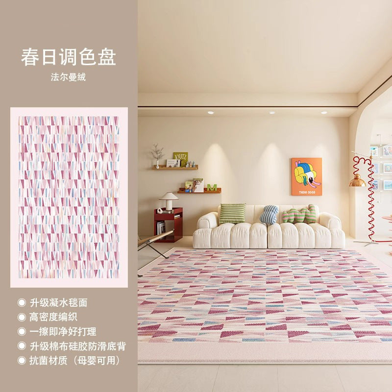 Distributed carpet living room new arrival cream style colorful dopamine no-wash and wipeable floor mat bedroom sofa coffee table floor mat