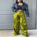 spring/summer new fashion women's casual wide-leg pants with detachable 3d pockets - instagram style