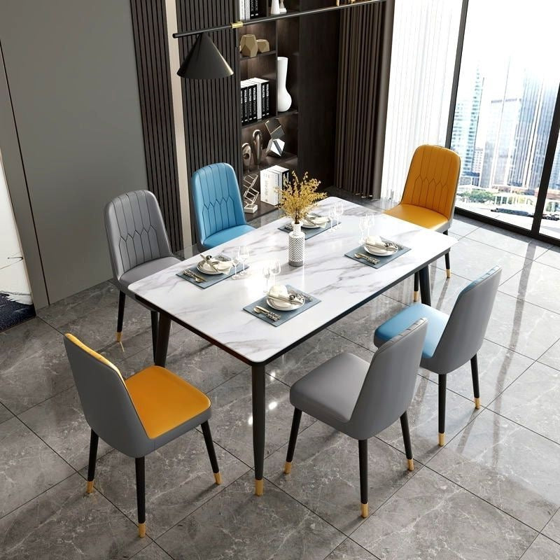 Nordic light luxury dining table and chair set, minimalist dining table for home, small apartment dining table, rectangular dining table for 4 or 6 people