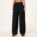 Factory direct: women's loose wide-leg pants with double-panel waistband, breathable & quick-drying, high-waisted tummy control workout leggings - style 9599