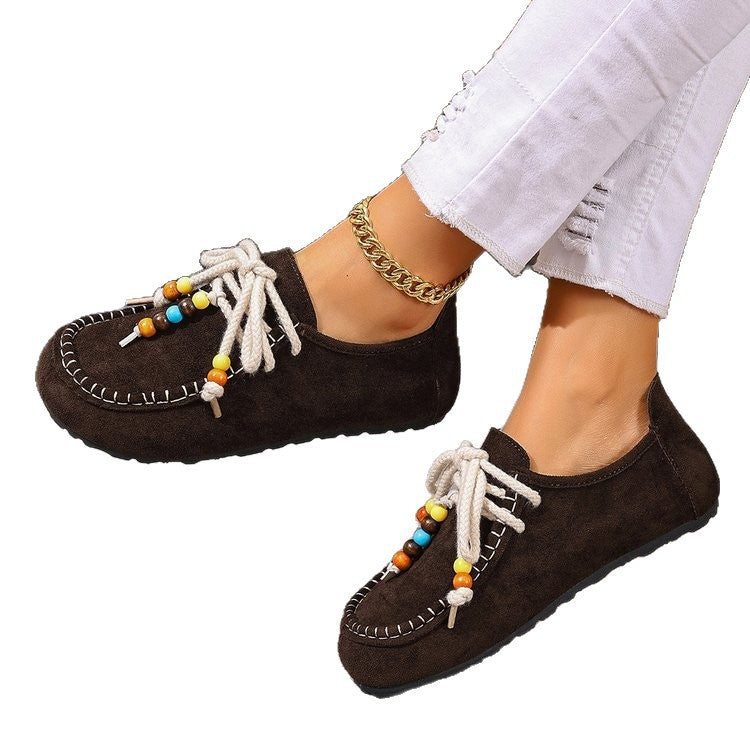 Exportretro beaded baotou boken half slippers for women new arrival slip-on plus sizethick sole mules wholesale