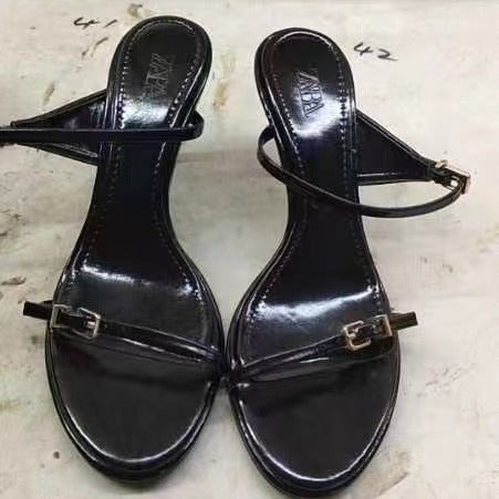 Za2024summernew arrival high-heeled one-strap sandals fashionfashioneasiest for matchoutwear women's sandals