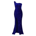 D3288  european and american women's clothing  new fashion one-shoulder sexy slit maxi dress sequin evening gown