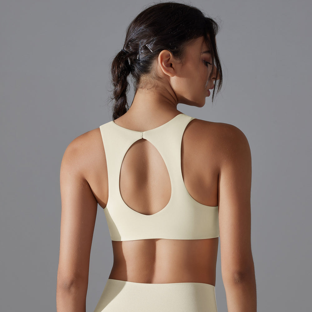 New arrivalpure color double-sided nylon sexy low-cut back sports intimates tight high elastic fitness yoga wear bra for women