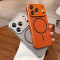 Suitable for iphone17pro large window ice-like cooling and breathable magnetic phone case apple 15 colorful hollow case