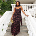 European and american women's clothing  autumn new sweet and fresh printed high-waisted spaghetti strap a-line maxi dress