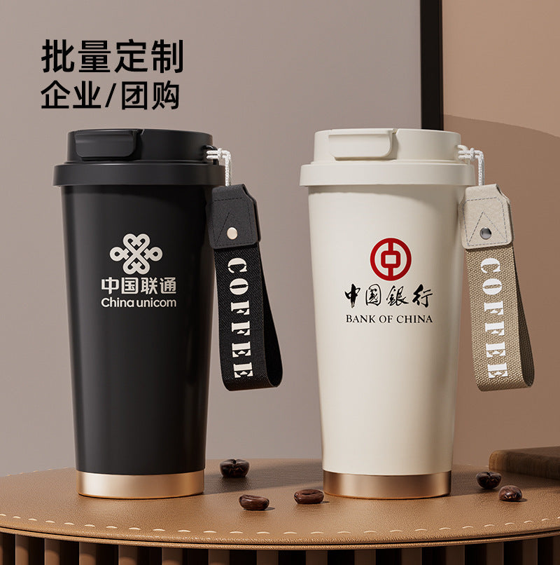 High-style 316 stainless steel insulated tumbler - dual-drink coffee mug, car-friendly ceramic liner, straw cup, minimalist gift cup