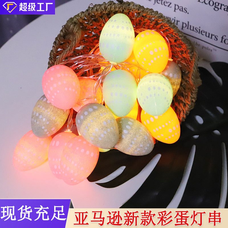 LED Easter decorative light string, indoor layout creative egg battery box USB small lights flash string