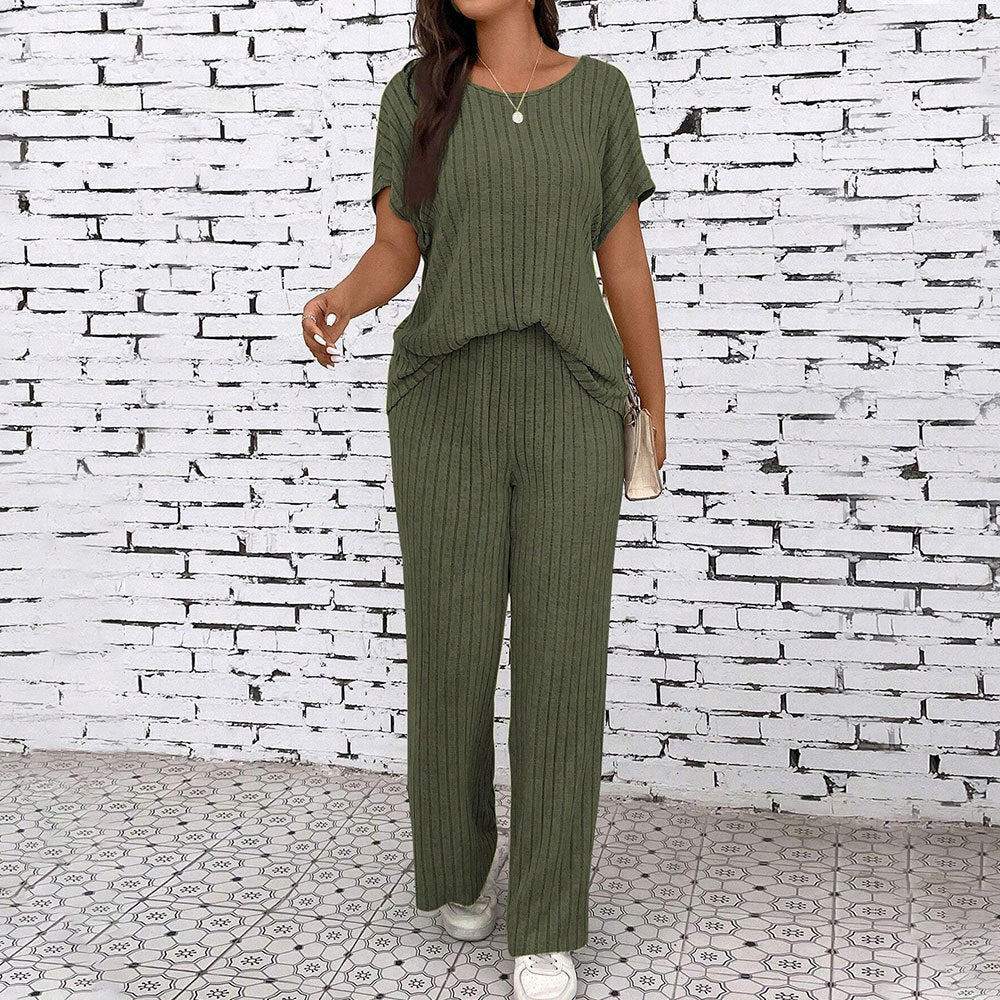 Shein  independent station women's clothing simple casual style fashion suit summer commuter short-sleeved trousers two-piece set