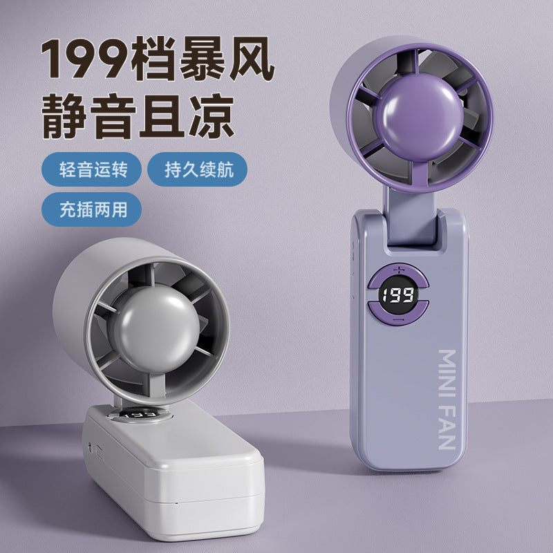 2026 new cross-border high-speed fan: usb digital display desktop foldable neck hanging mini handheld fan