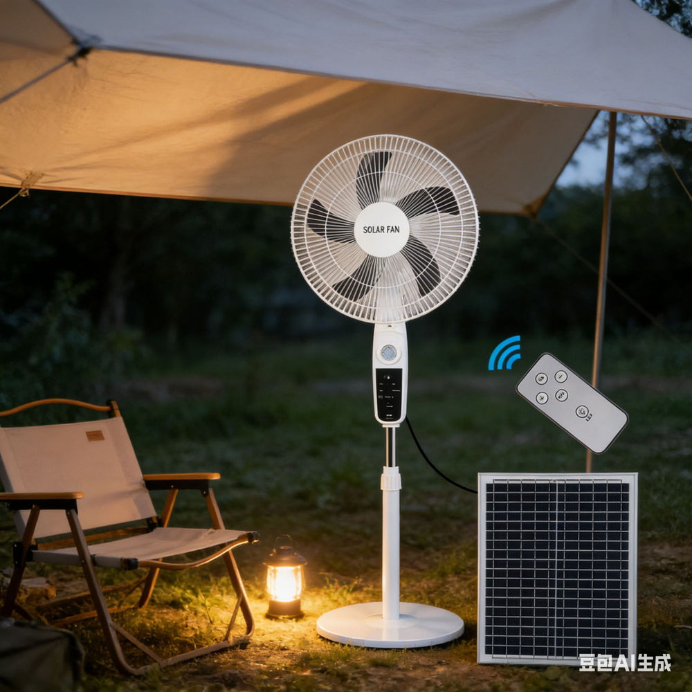 multifunctional solar charging floor fan - solar fan for home, outdoor use, solar electric fan with night light